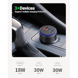 AKNSN 90W USB-C & USB-A Car Charger, 3-Port Fast Charging, PD3.0 & QC3.0, Compatible with iPhone 16/15/14/13 Pro Max, iPad, MacBook, Samsung, Google Pixel, More