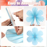 Pastel Paper Flowers Decorations For Wall, Hanging Paper Fans Paper Floral Backdrop Decor Paper Fans Decoration Mothers Day Birthday Wedding Baby Shower, Set Of 9