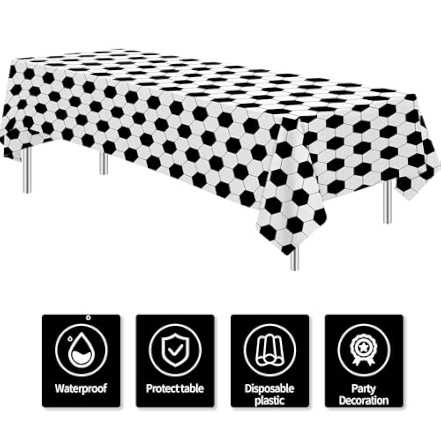 Soccer Party Tablecloth Decorations, 3Pcs Disposable Sports Theme Soccer Birthday Party Supplies Table Cover For Fan Game Day Baby Shower Event, 108In X 55In