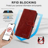 Wallet Case Compatible For Galaxy S21 5G, 6.2 Inch,[Screen Protector Included][Rfid Blocking] Flip Folio Leather Cell Phone Cover With Credit Card Holder, Burgundy