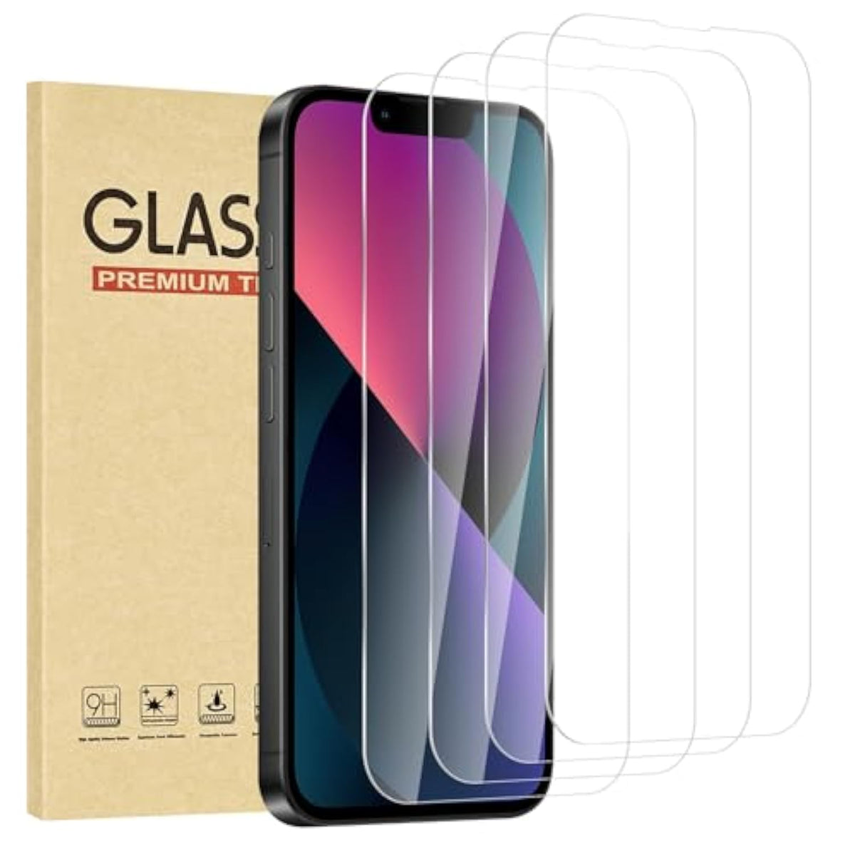 4 Pack For Iphone 13 Screen Protector?Premium Tempered Glass Film 9H Hardness?Scratch Resistant?Bubble Free?Easy Installation?Ultra Durable?Hd Clear?Case Friendly [6.1 Inch]