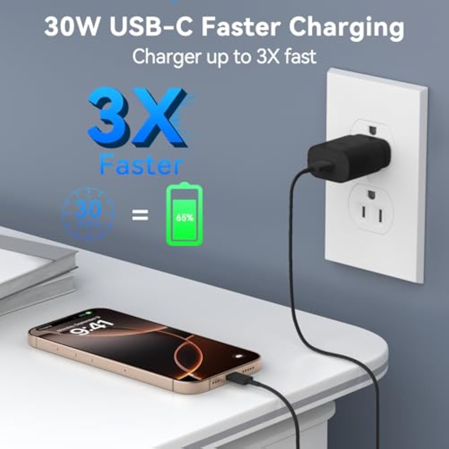 Phone 17 16 Pro Max Charger Fast Charging Block, 30W Phone 17/16 Pro Max Usb C Fast Charger With 6.6Ft Type C Fast Charging Long Cable Cord For I.Phone 17 Pro Max/17 Pro/17/Air/16 Pro Max/16 Pro/15