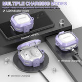 Safety Lock Case For Samsung Galaxy Buds 2 Pro/Galaxy Buds Pro/Galaxy Buds 2/Galaxy Buds Live, Carbon Fiber Clear Cover For Galaxy Buds Fe For Women With Keychain & Cleaner Kit (Purple)