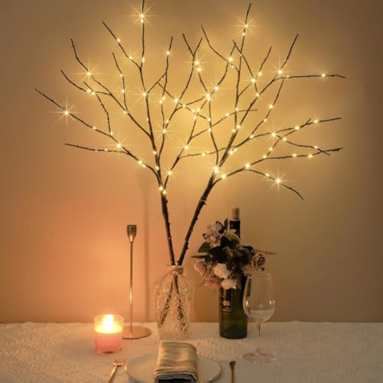 Lighted Branches For Vases Prelit Branches 33In 100 Led Fairy Lights Battery Operated Lighted Twigs Branches For Xmas Ch