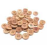 30Pcs 18Mm (3/4 Inch) Wood Buttons Natural Wooden Buttons For Sewing C