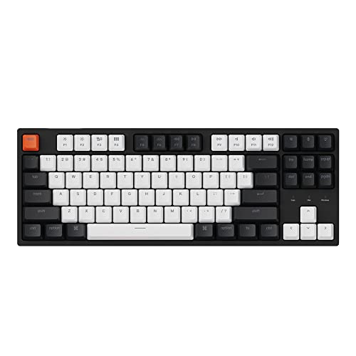 C1 87 Key Tkl Wired Mechanical Keyboard For Mac Windows, 80% Layout Gateron Brown Switch White Led Backlit Double-Shot Abs Keycaps, Usb-C Gaming Keyboard For Gamer/Typists/Office