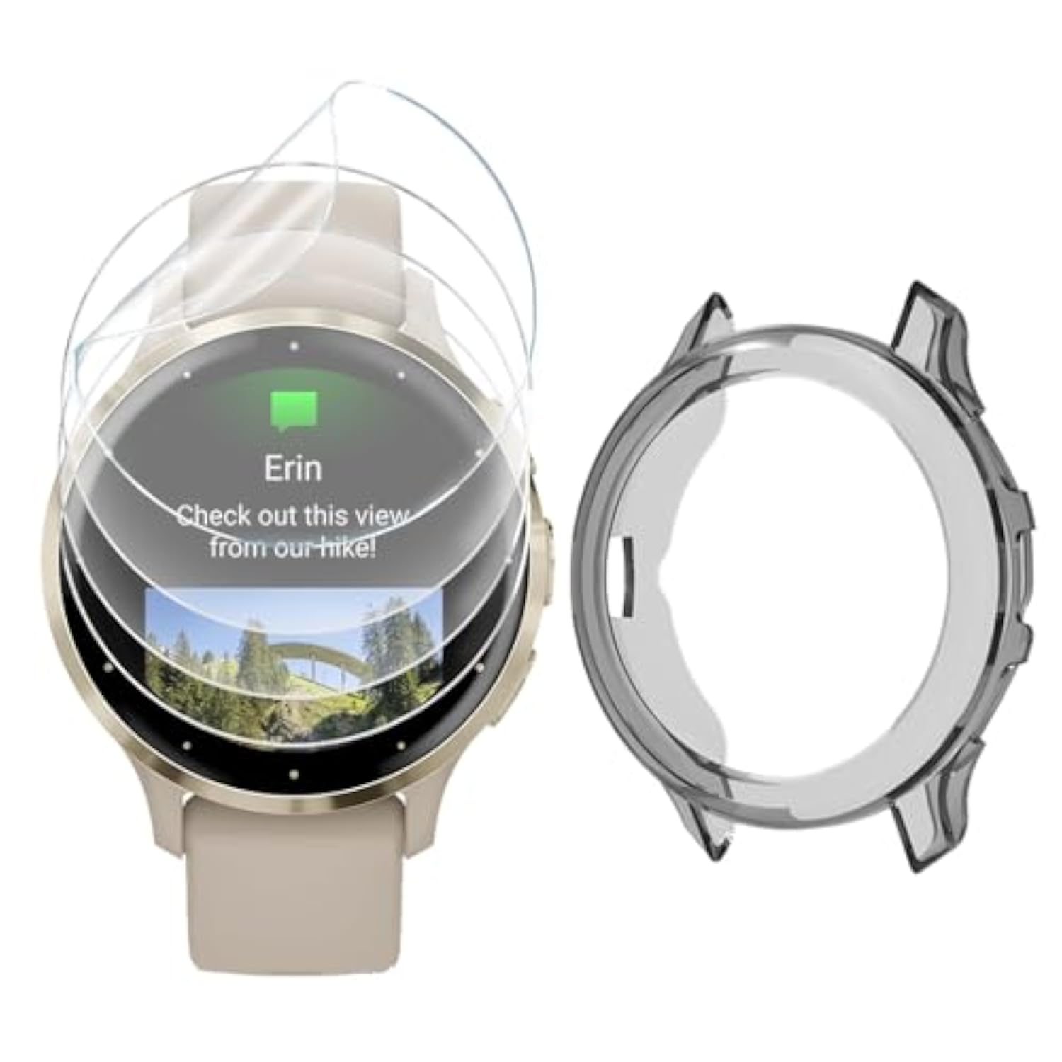 Watch Screen Protector (4+1Pack) Compatible For Garmin Venu 3S, Film Anti-Scratch High Definition Full Coverage And Tpu Protective Case
