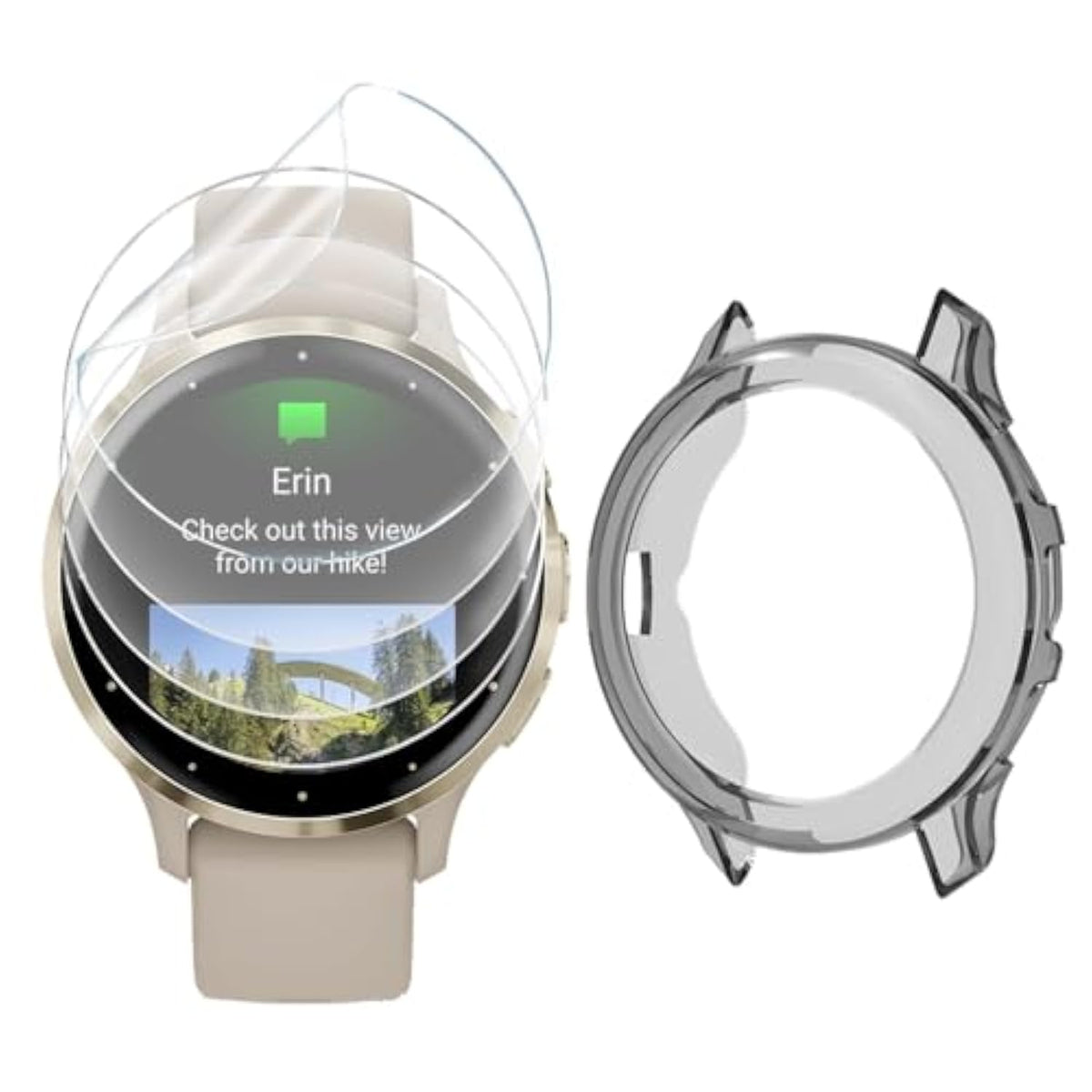 Watch Screen Protector (4+1Pack) Compatible For Garmin Venu 3S, Film Anti-Scratch High Definition Full Coverage And Tpu Protective Case