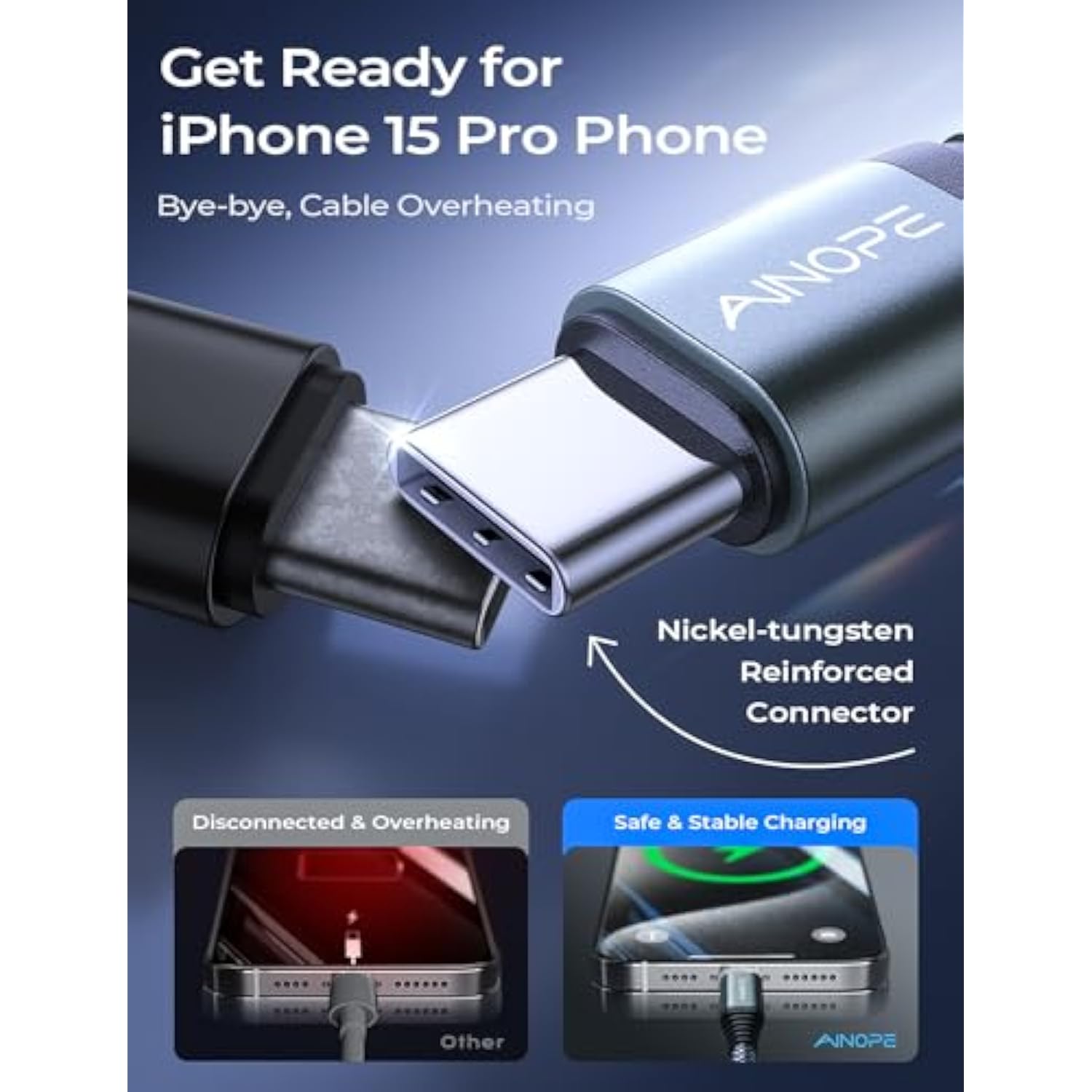 Newest 2-In-1 Charger Cable 2-Pack 6.6Ft, 3.1A C To C Fast Charging Cable Nylo