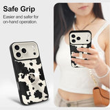 Magnetic for iPhone 17 Pro Max Case with Finger Strap Stand, Compatible with Magsafe, Trendy Funny Milk Cow Phone Case for Women Men Slim Shockproof