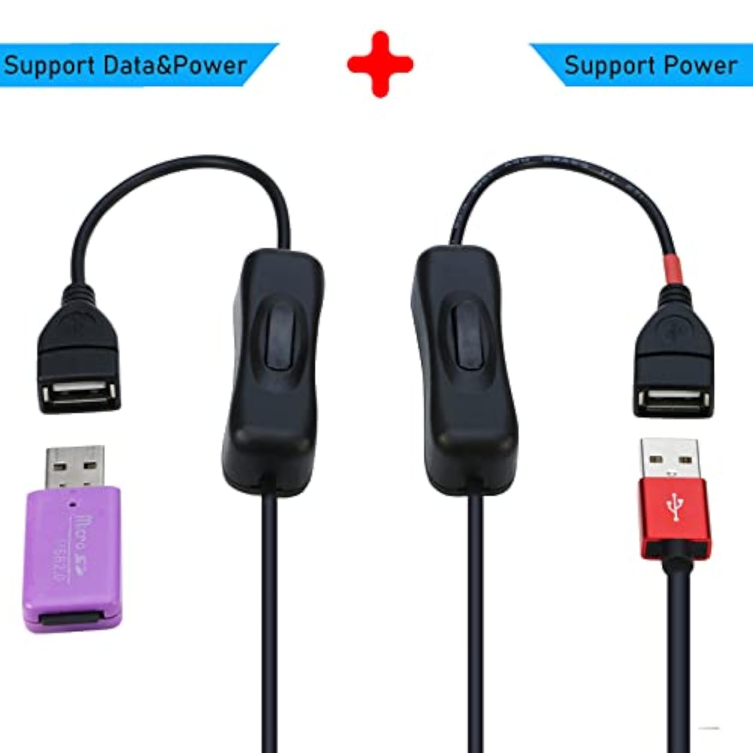 USB Splitter with ON/Off Switch [3.3FT], RIITOP USB 2.0 Extension Male to Fema