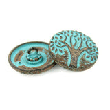 10 Pieces Big Tree Pattern Green Patina Varnished Metal Shank Buttons.