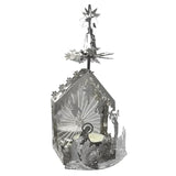 Nativity Christmas Spinning Stars Candleholder - Laser Cut Silver Plated Holy Family - Tea Light Candle Holder - Scandinavian Design - Measures 6" H X 2.75" W.