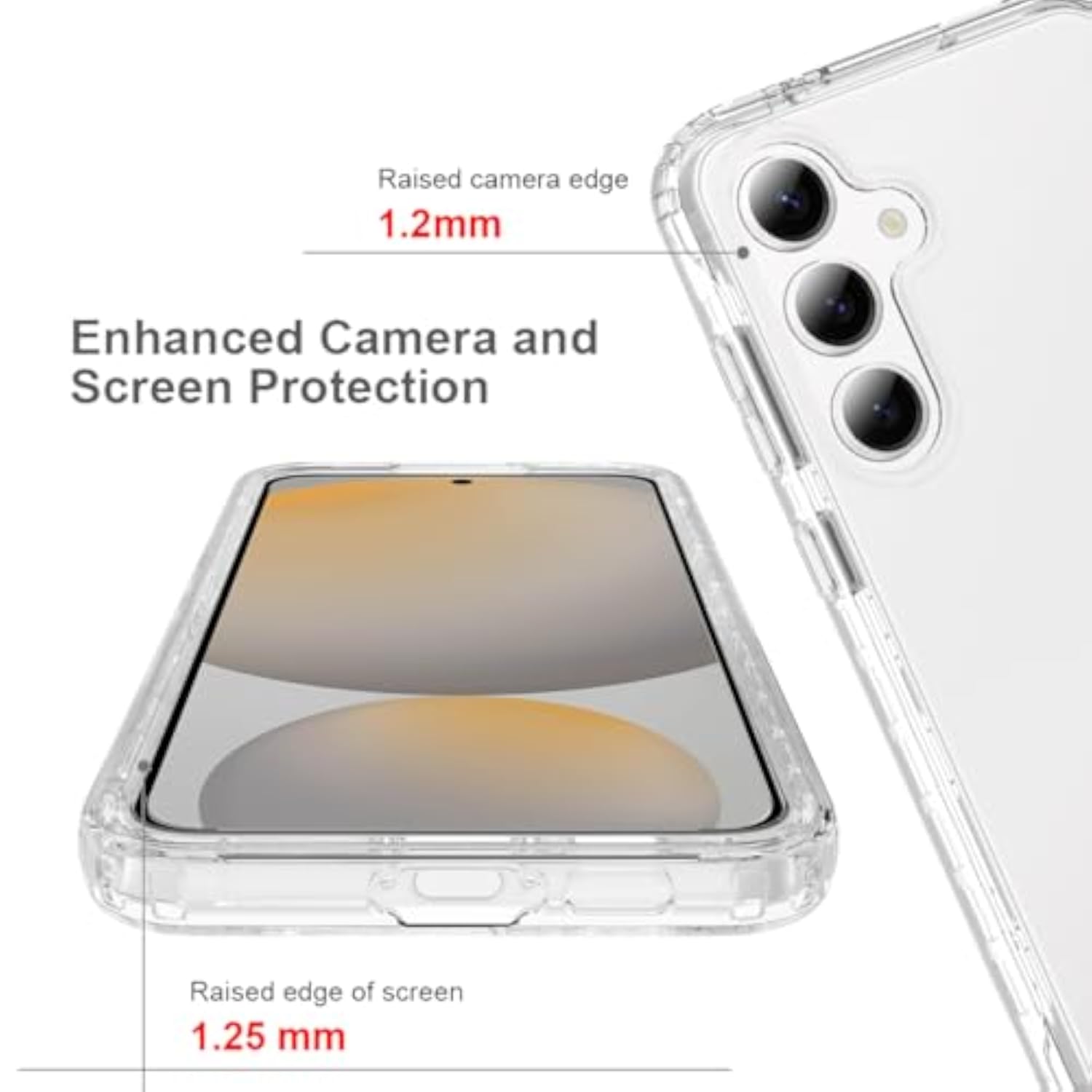 Clear Protective Case and Screen Protector for Samsung Galaxy S25 Plus 5G