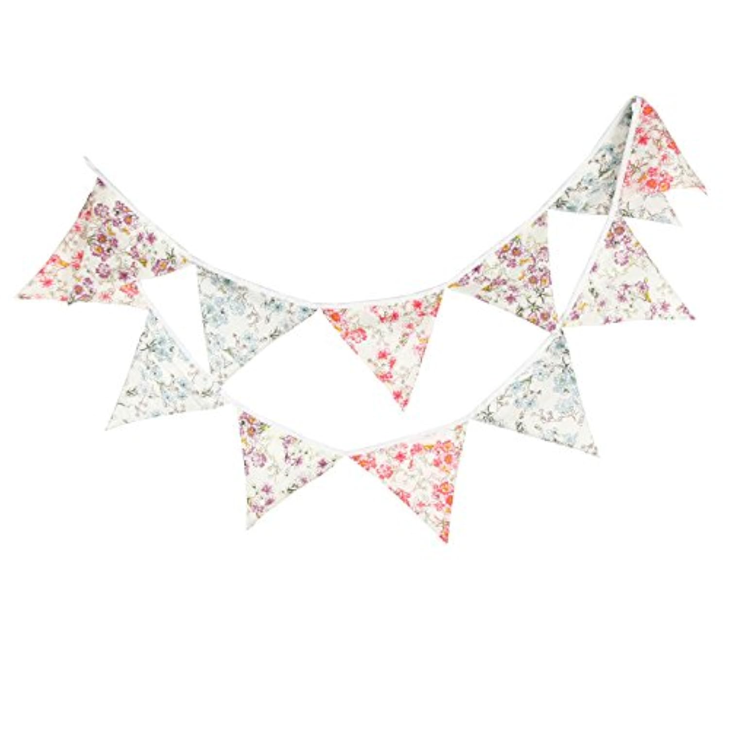 Pastel Pennant Banner Triangle Spring Floral Fabric Bunting Shabby Chic Tea Party Flag Garland