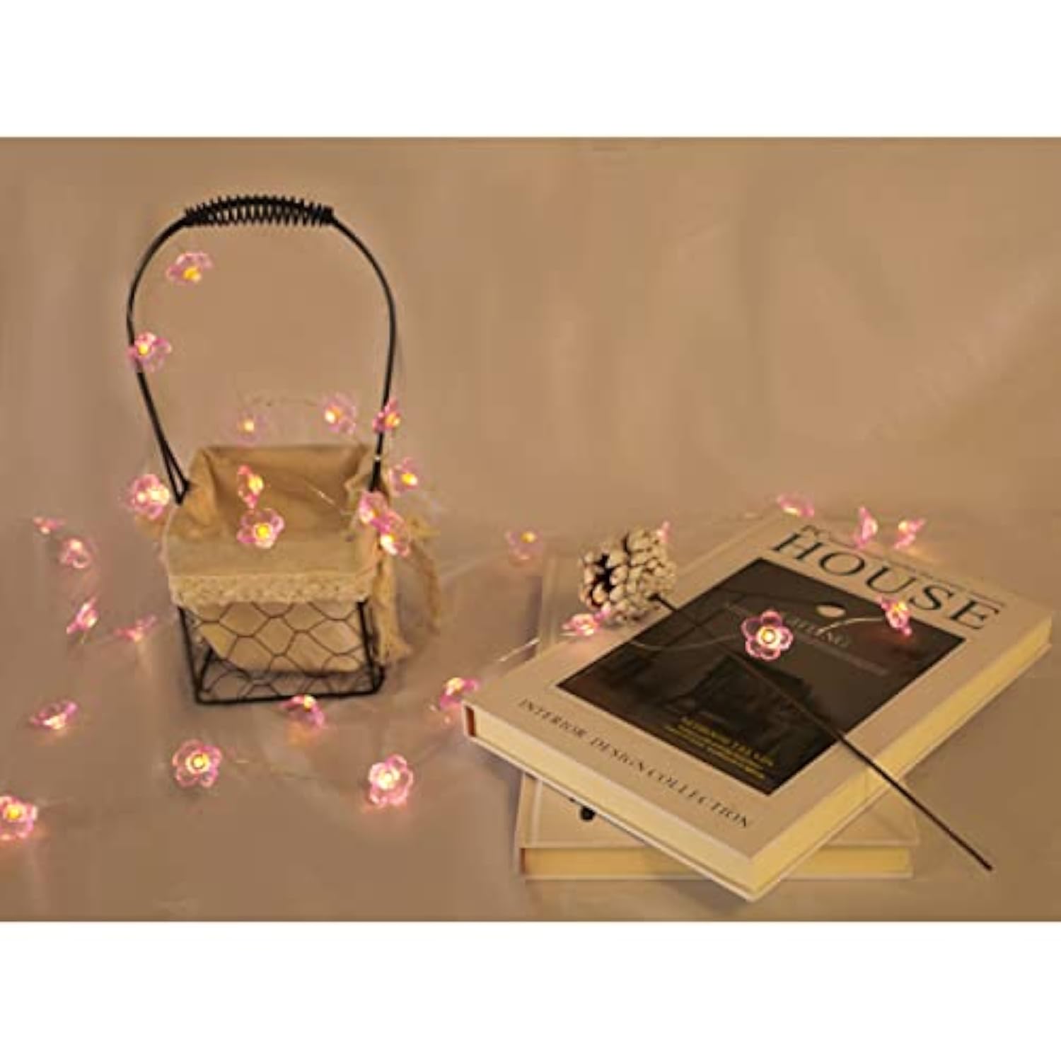 40 Led Flower Decorative String Lights Battery Operated, 13.2Ft Waterproof Nolvety Lights With Remote For Christmas, Val