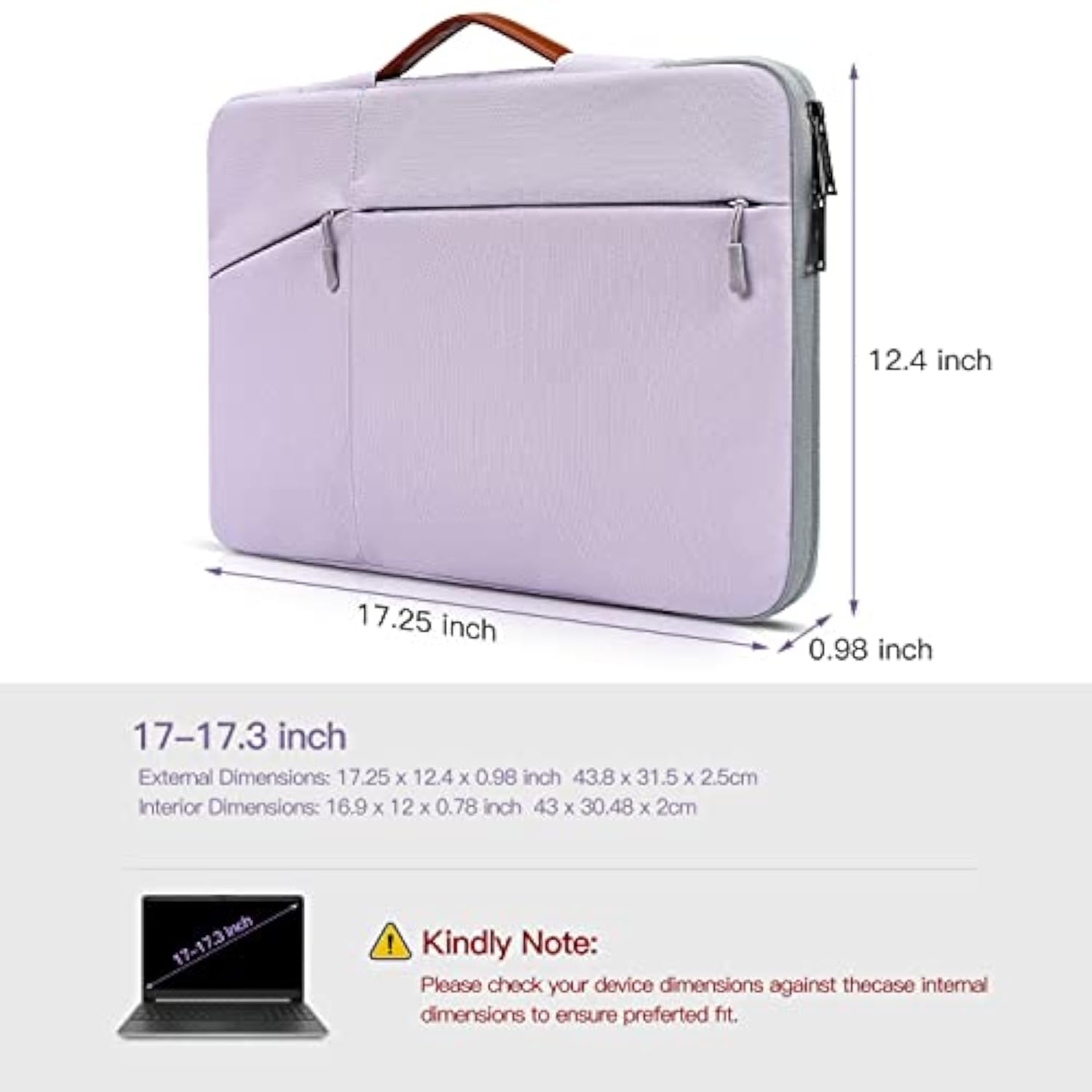 17.3 inch Waterpoof Laptop Sleeve Case for HP, Dell Inspiron 17, Lenovo, Asus, Acer