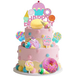 25 Pcs Donut Cake Topper Candy Cupcake Toppers Candy Birthday Themed Party Supplies Ice Cream Cupcake Toppers