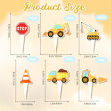 36Pcs Construction Cupcake Toppers, Dump Truck Excavator Tractor Party Cake Toppers?Birthday Baby Shower Party Decorations For Construction Theme