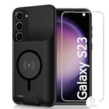 Battery Case For Galaxy S23,[10000Mah] Large Capacity Slim Portable Protective Fast Charging Case Battery Case Compatible With Galaxy S23(6.1Inch) Wireless Charging Case With Carplay-Black