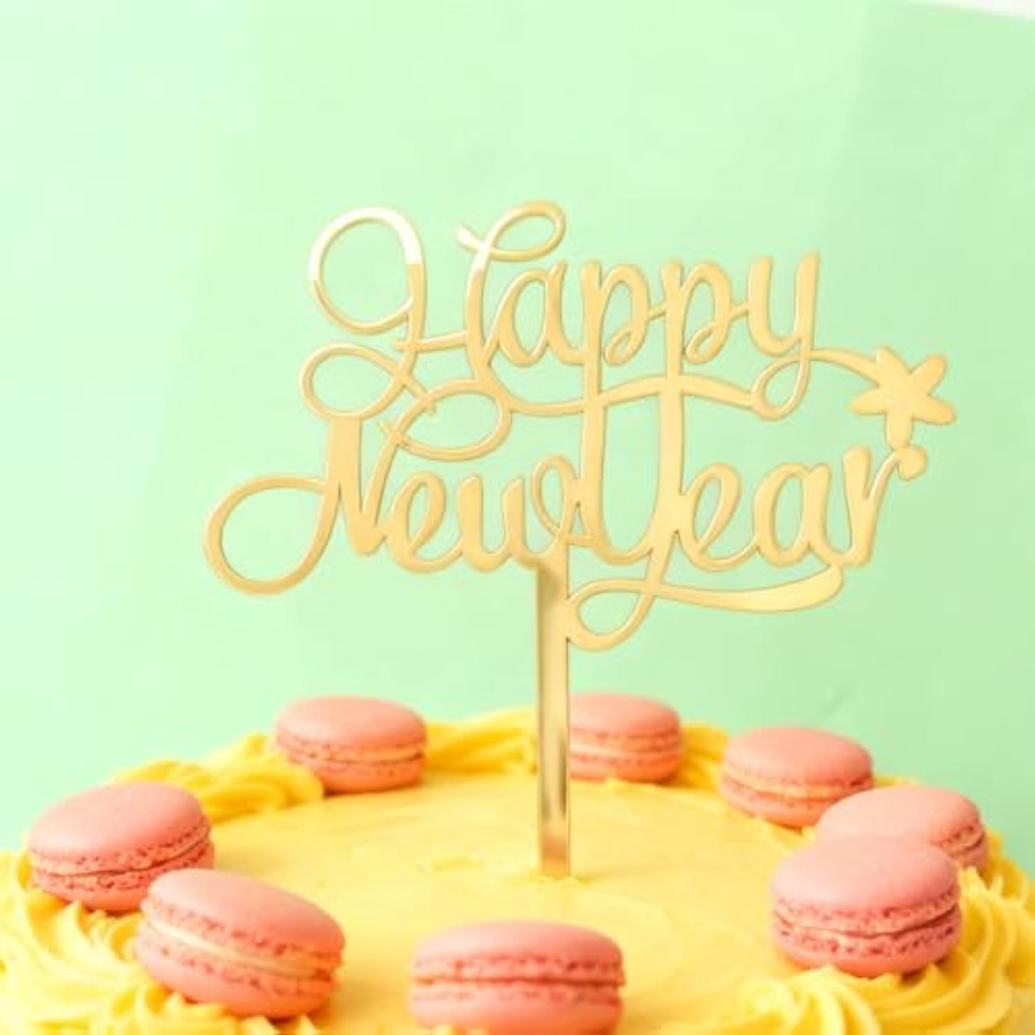 2026 Happy New Year Cake Topper with Star for Holiday Party Decorations