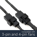 Crj Dc Plug To Dual Pc Fan Power Adapter Cable - 12-Inch (30Cm) - Power Two 3-Pin & 4-Pin Computer Cooling Fans With A Dc Power Supply