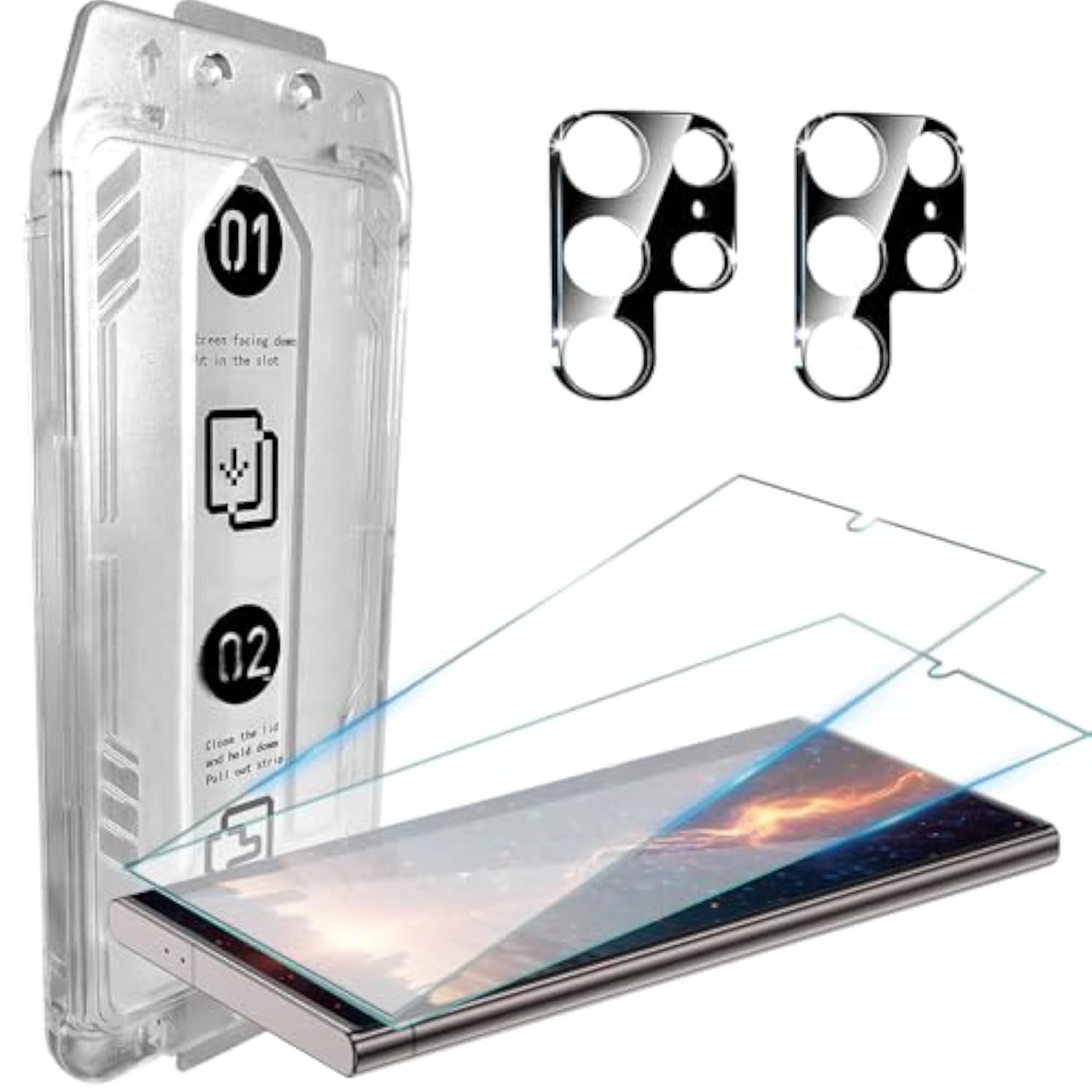 For Samsung Galaxy S25 Ultra Screen Protector 9H+ Tempered Glass [Auto Dust Free Tray] [Military Grade Shatterproof] [Case Fit] [Longest Durable] With Camera Lens Shield For Samsung S25 Ultra