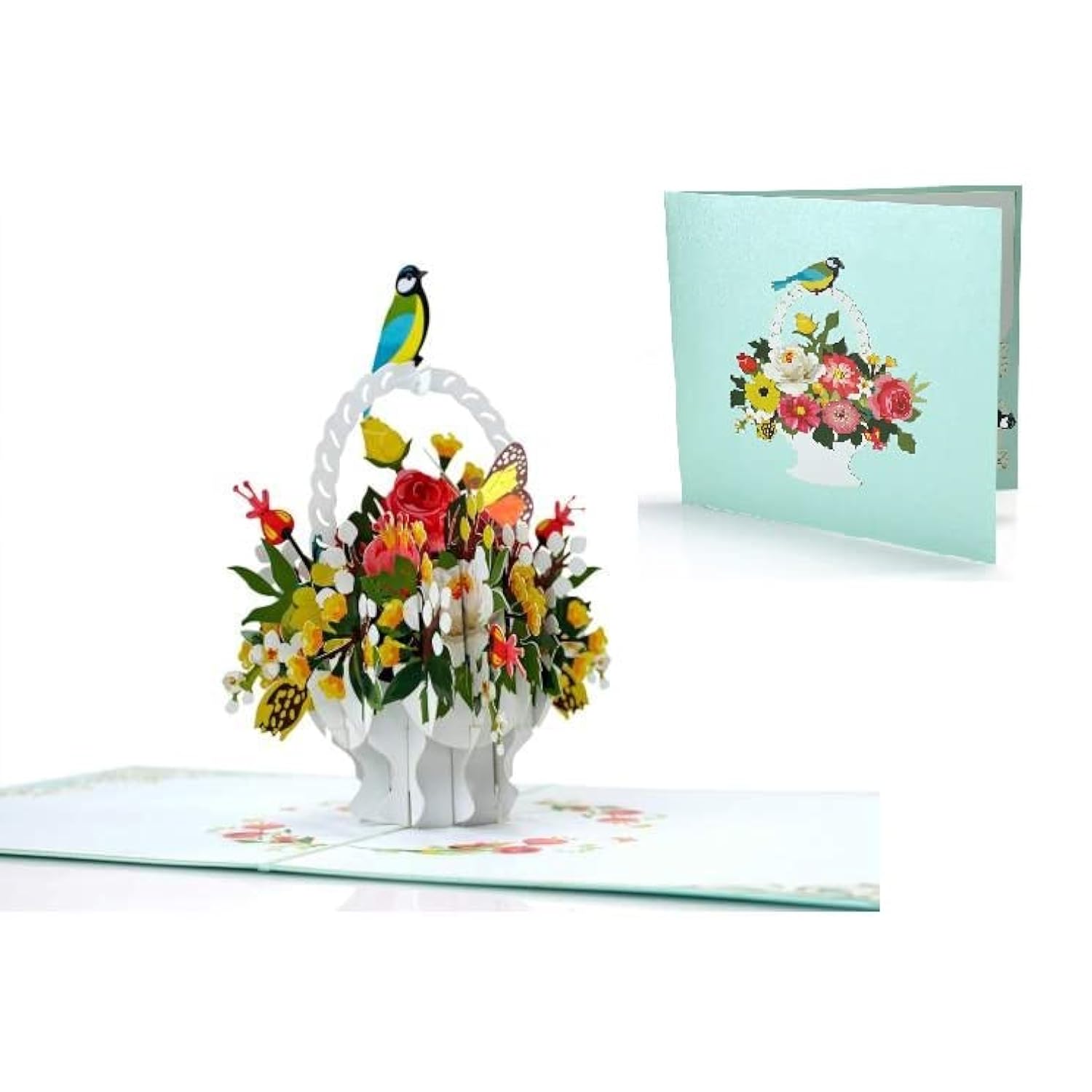 3D Bird And Flower Basket Pop Up Greeting Card For Birthday, Just Because, Thinking Of You, Retirement, Get Well, Congratulations, Cards Mother'S Day, Teacher'S Father'S Any Occasions, F18