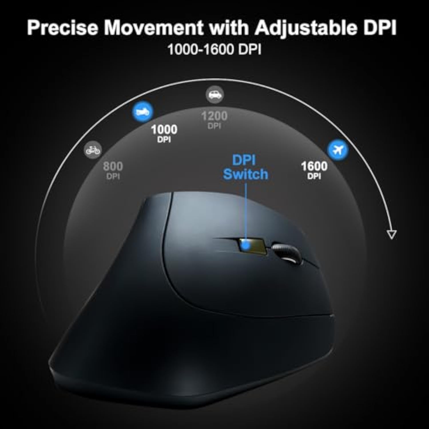 Wired Ergonomic Mouse, Optical Vertical Computer Mice, Reduce Wrist Strain, (1000/1600 Adjustable Dpi, 6 Buttons) Compatible With Macbook, Laptop, Desktop, Windows, Mac Os For Office & Gaming