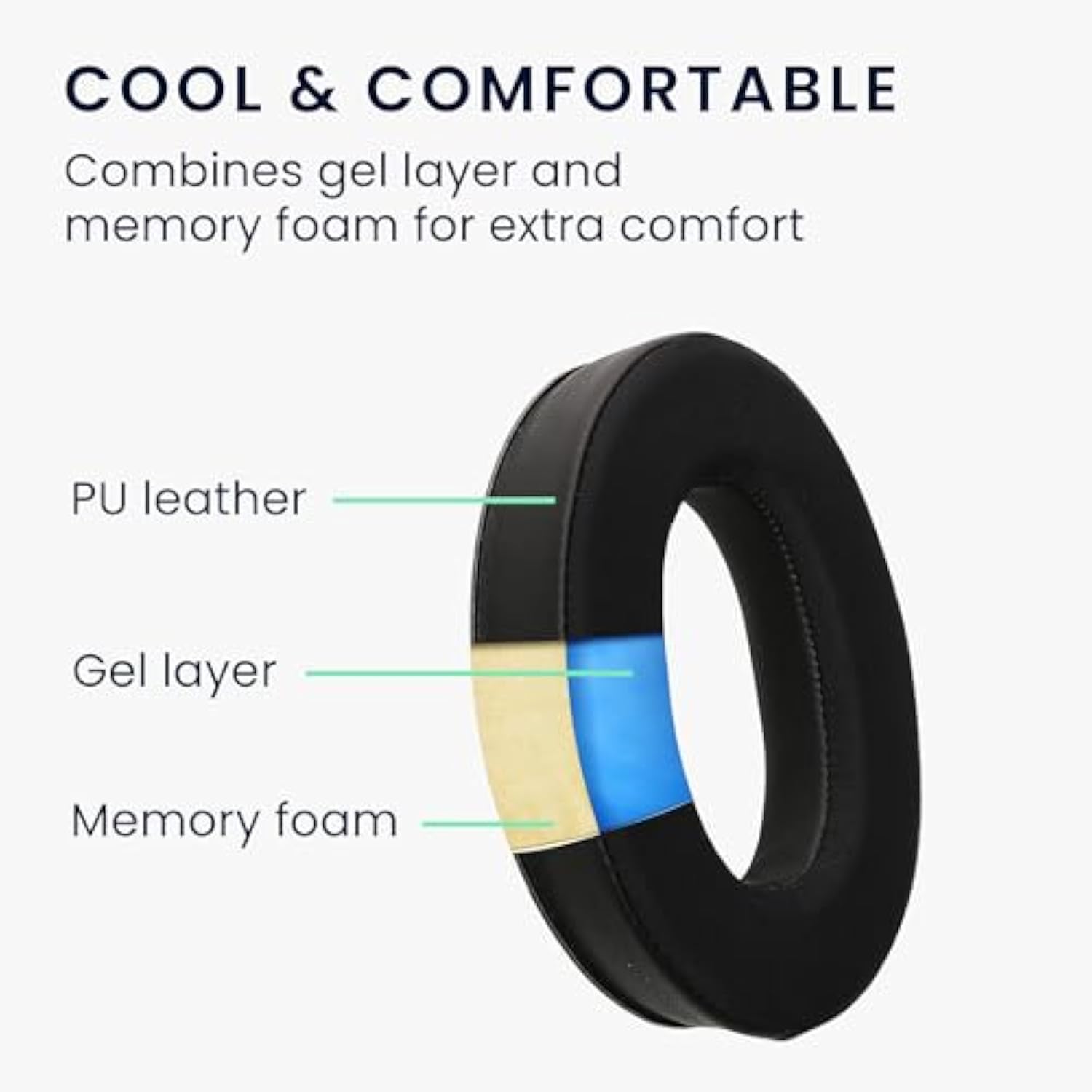 kwmobile Replacement Ear Pads Compatible with Sennheiser HD 559 / HD 569 / HD599 / HD599 SE (Set of 2) - Cooling Gel Earpads - Black