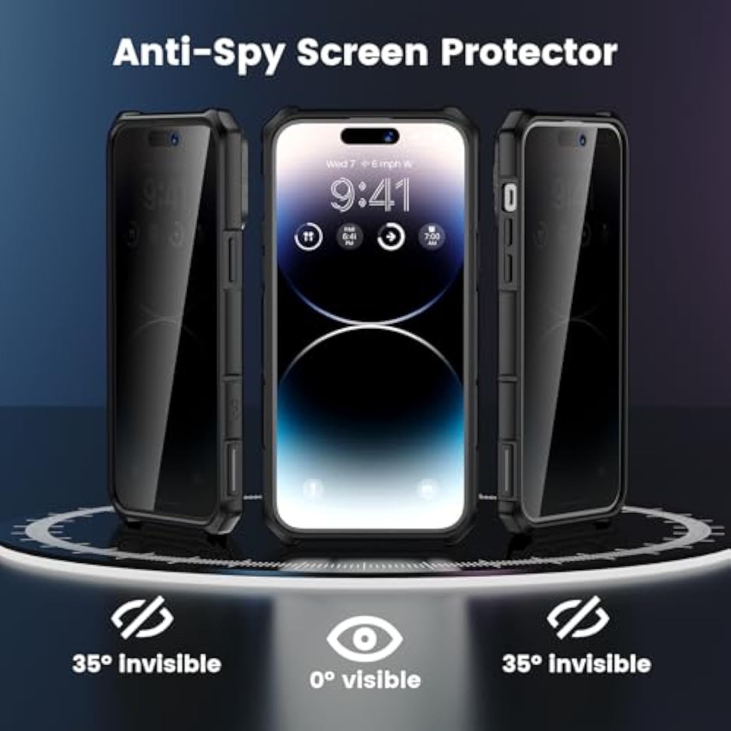 For Iphone 14 Pro Max Privacy Case With [Anti-Peep Screen Protector]- Phone Case Built-In Slide Camera Cover & Ring Kickstand, Heavy Duty Drop Protection For 14 Pro Max Iphone Case-Black