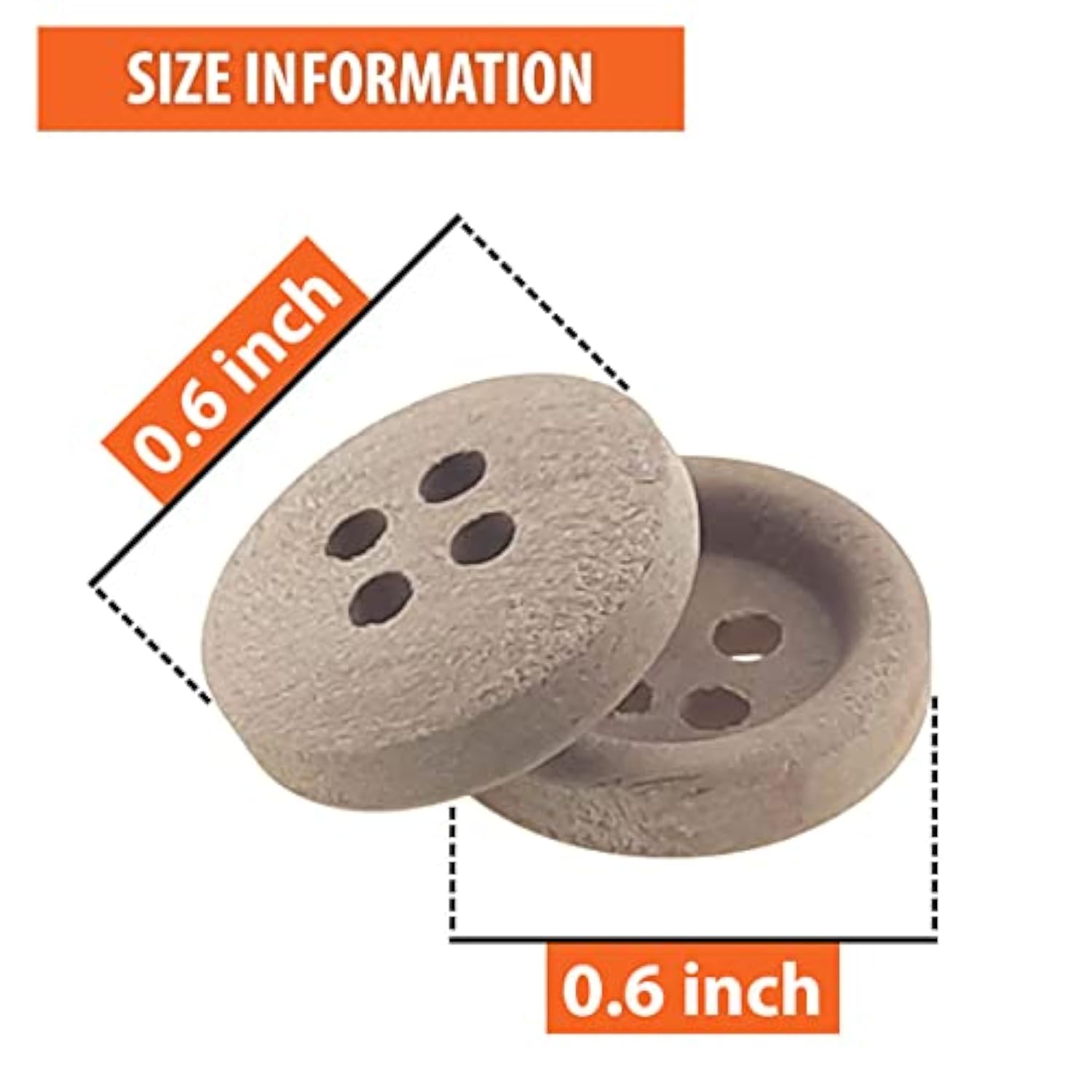 200 Pcs 15Mm 0.6 Inch Round Wooden Buttons With 4 Holes Wood Sewing Bu