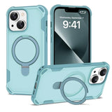 Compatible With Iphone 13 & 14 Case 6.1'' With Magnetic Ring Stand [Military Drop Protection][Compatible With Magsafe] Shockproof 13 & 14 Phone Case For Men Wowen,Cyan
