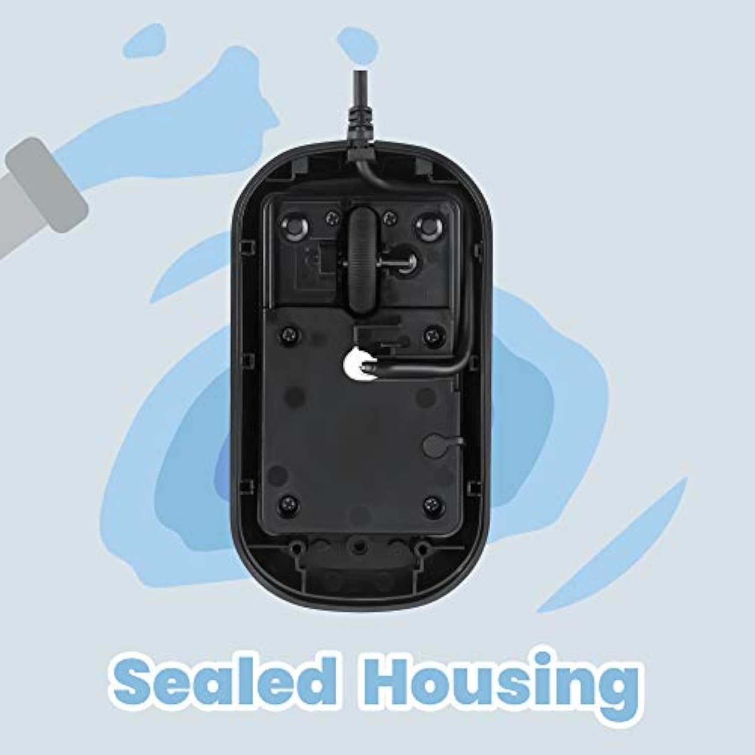 Perixx PERIMICE-503B Wired Optical Washable Mouse, Black (11419)