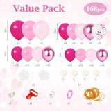 Pink Balloon Arch Kit, 168 Pcs Hot Pink Balloon Garland, 18 12 10 Inch Confetti Latex Metallic Balloons For Birthday Princess Wedding Baby Shower Party Decorations