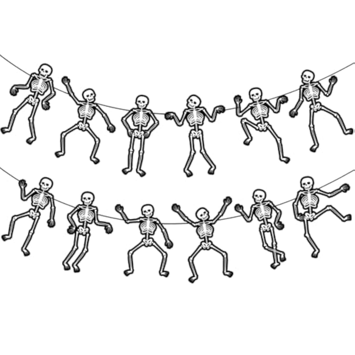 Halloween Skeleton Banners 2PCS Skull Cutout Dancing Bones Party Decorations Supplies