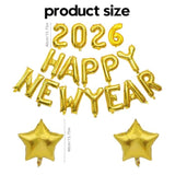 16 Inch 2026 Happy New Year Gold Letter Balloons for Party Decor