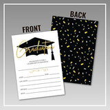 25- Gold & Black Graduation Party Invitations With Envelopes For 2024 College, High School, University Grad Celebration Or Announcement- Invite Cards Fill In Style- Party Decorations Supplies