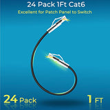 Patch Cables Cat6/ Cat6A 1Ft 24 Pack Slim, Cat6A Ethernet Patch Cable 10G Supp