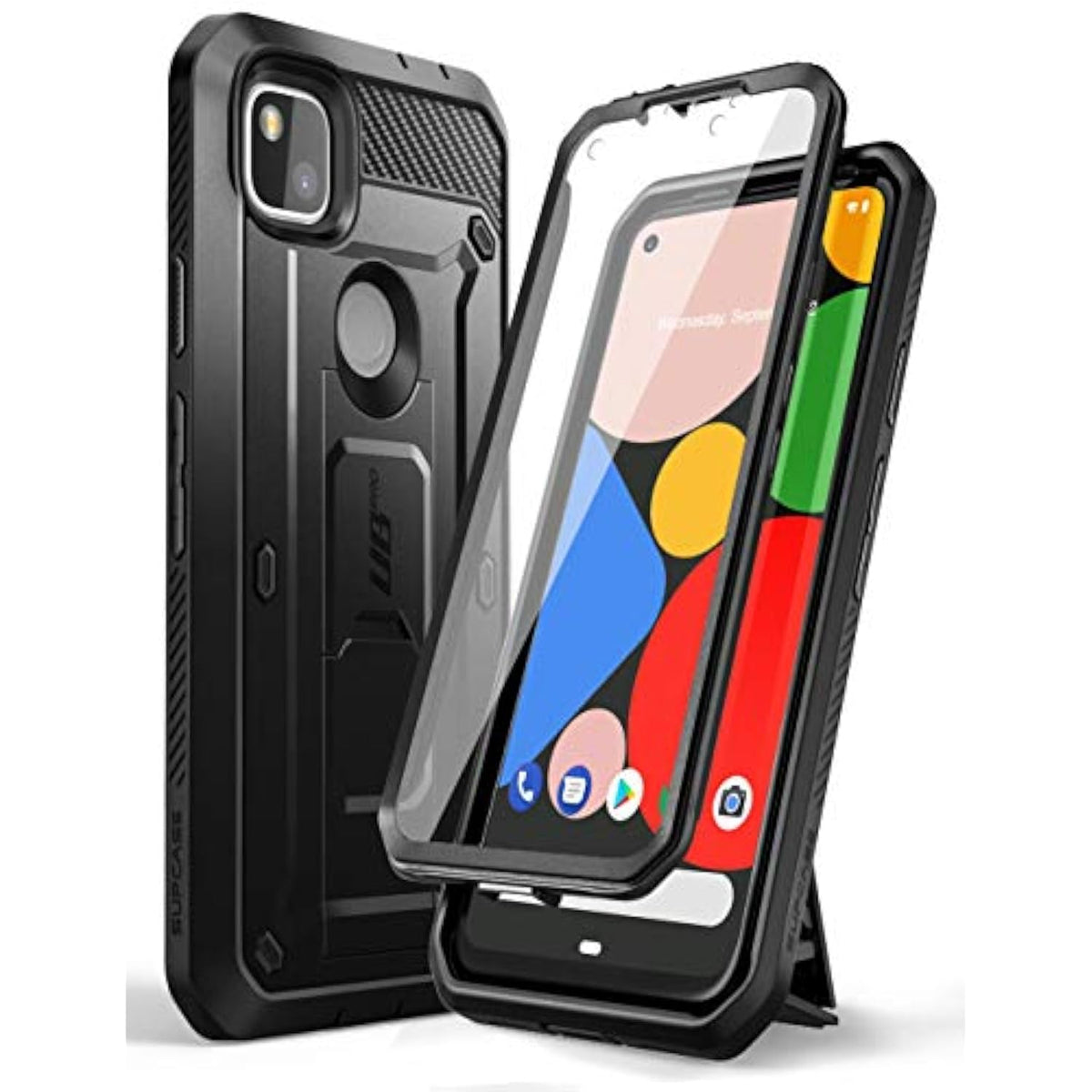 SUPCASE Unicorn Beetle Pro Series Case for Google Pixel 4A (2020 Release), Full-Body Rugged Holster Case with Built-in Screen Protector (Black)