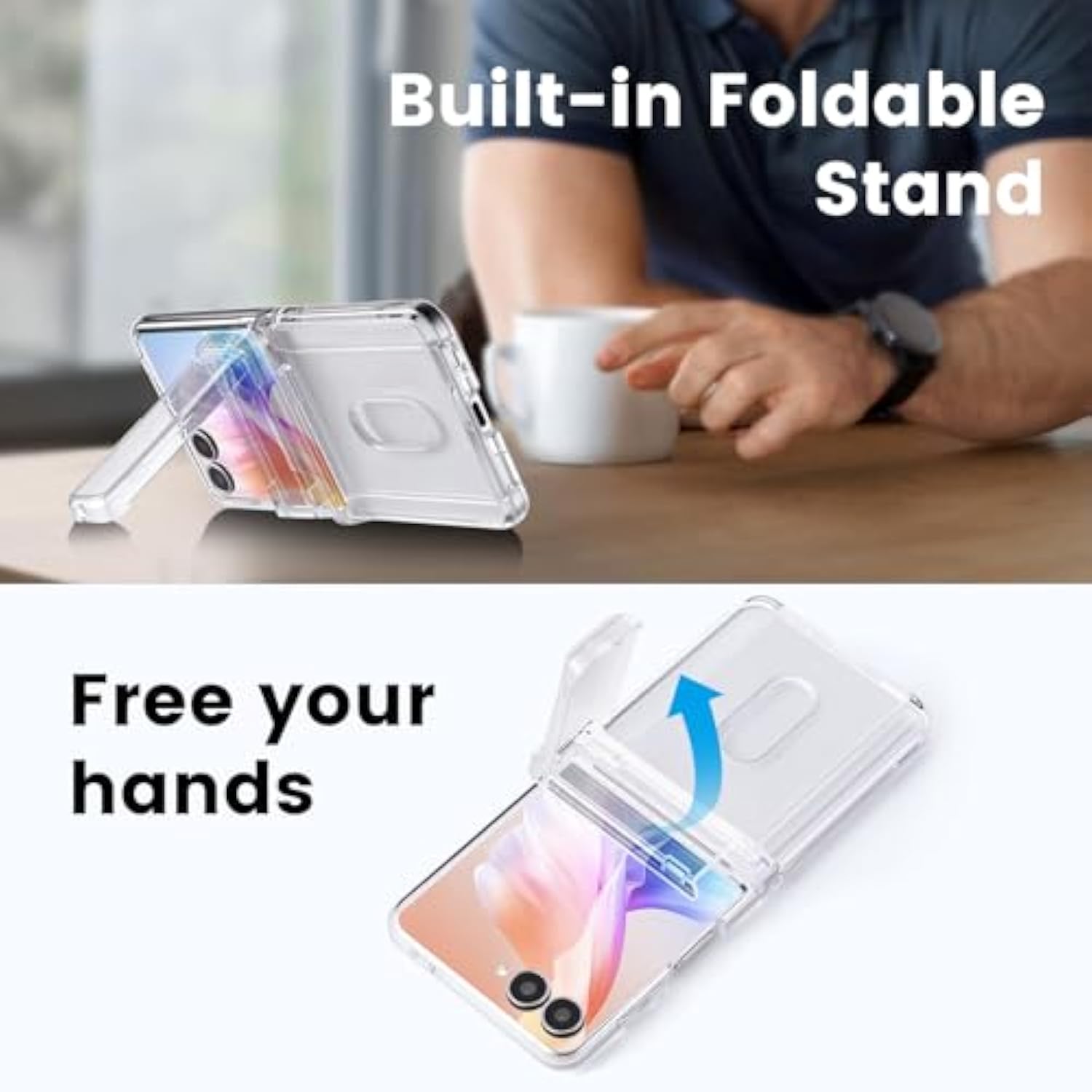 Designed For Samsung Galaxy Z Flip 7 Case With Card Holder&Hinge Protection, Clear Wallet Phone Case With Stand Ultra-Thin Shockproof Protective Cover For Galaxy Z Flip 7 2025