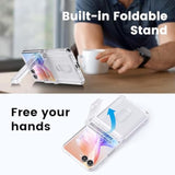 Designed For Samsung Galaxy Z Flip 7 Case With Card Holder&Hinge Protection, Clear Wallet Phone Case With Stand Ultra-Thin Shockproof Protective Cover For Galaxy Z Flip 7 2025