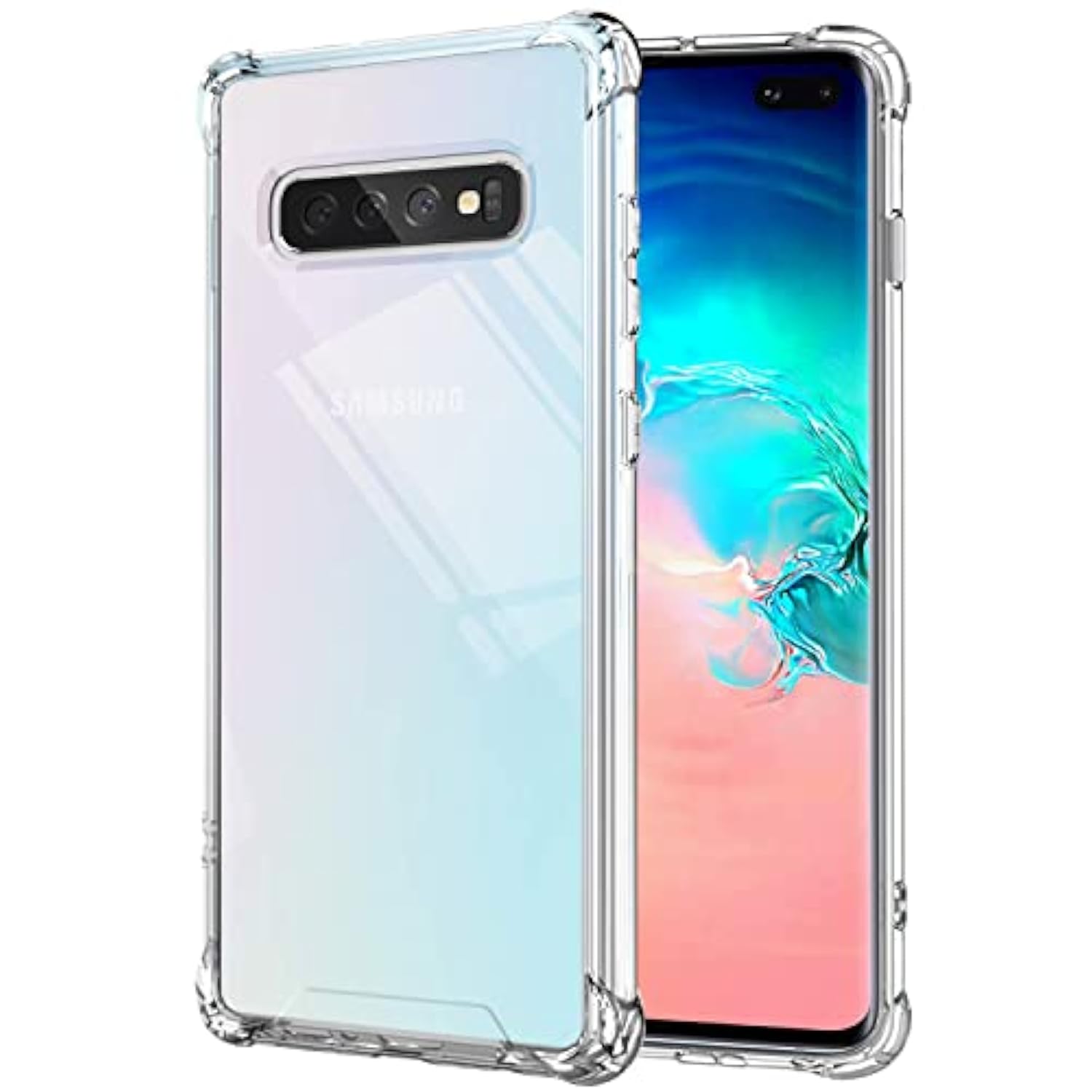 Clear Case For Samsung Galaxy S10+ / S10 Plus, Airbag Corners Shockproof Bumper Protective Phone Cover, Hybrid Design Hard Pc Back With Flexible Tpu Frame