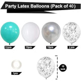 Teal Blue And Silver Birthday Party Decorations, Happy Birthday Banner Turquoise Aqua Teal Foil Fringe Curtain Tissue Pom Poms Balloons Décor Supplies For Men Women Boys Girls Birthday Party