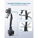 Car Phone Mount Pro Ver [Adjustable Height & No Shaking] Cup Phone Holder For Car Compatible With Iphone 16 Pro Max And More Smartphone - Black