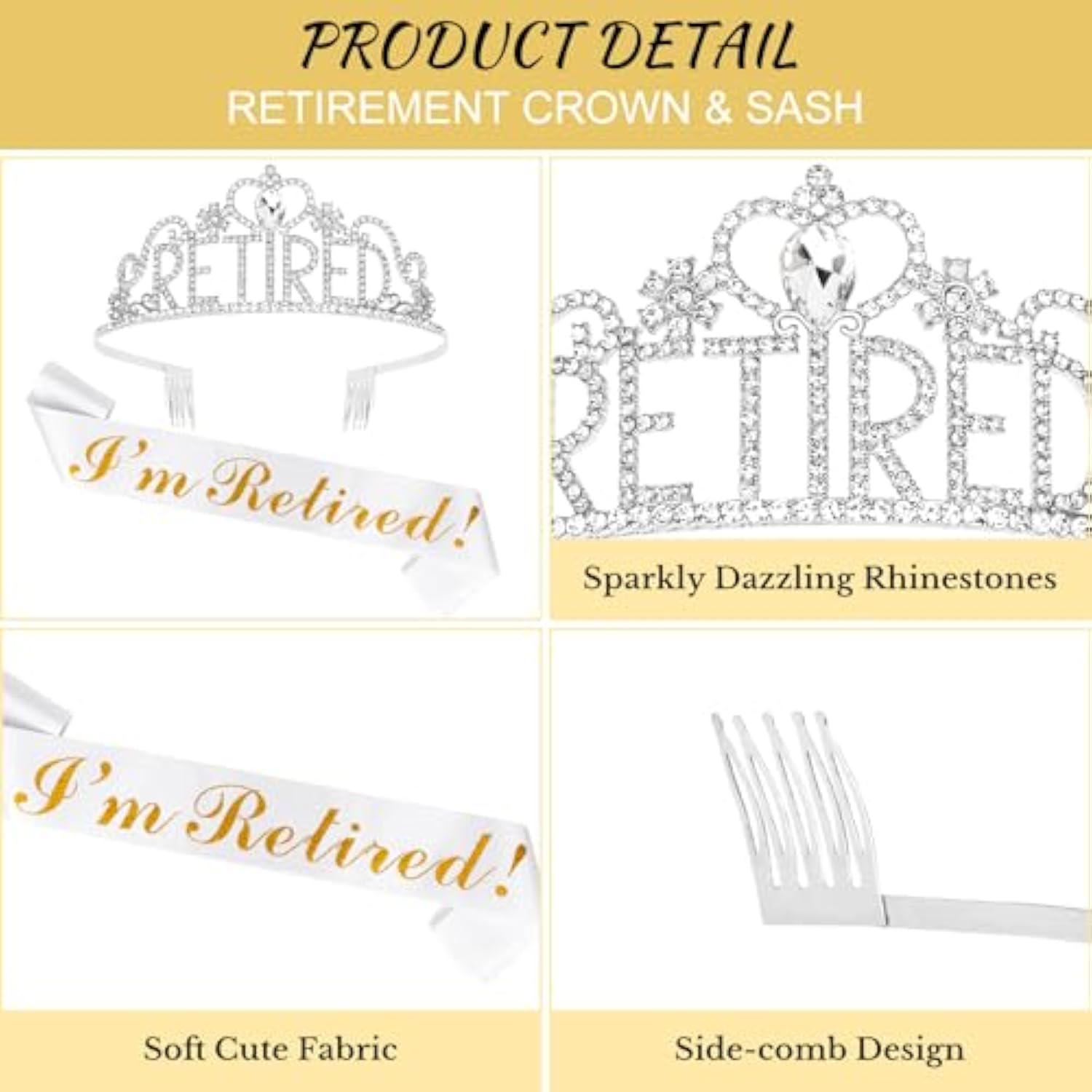 Retirement Tiara & Sash Set - Elegant Crown And Party Decorations For Celebrating A Woman'S New Chapter