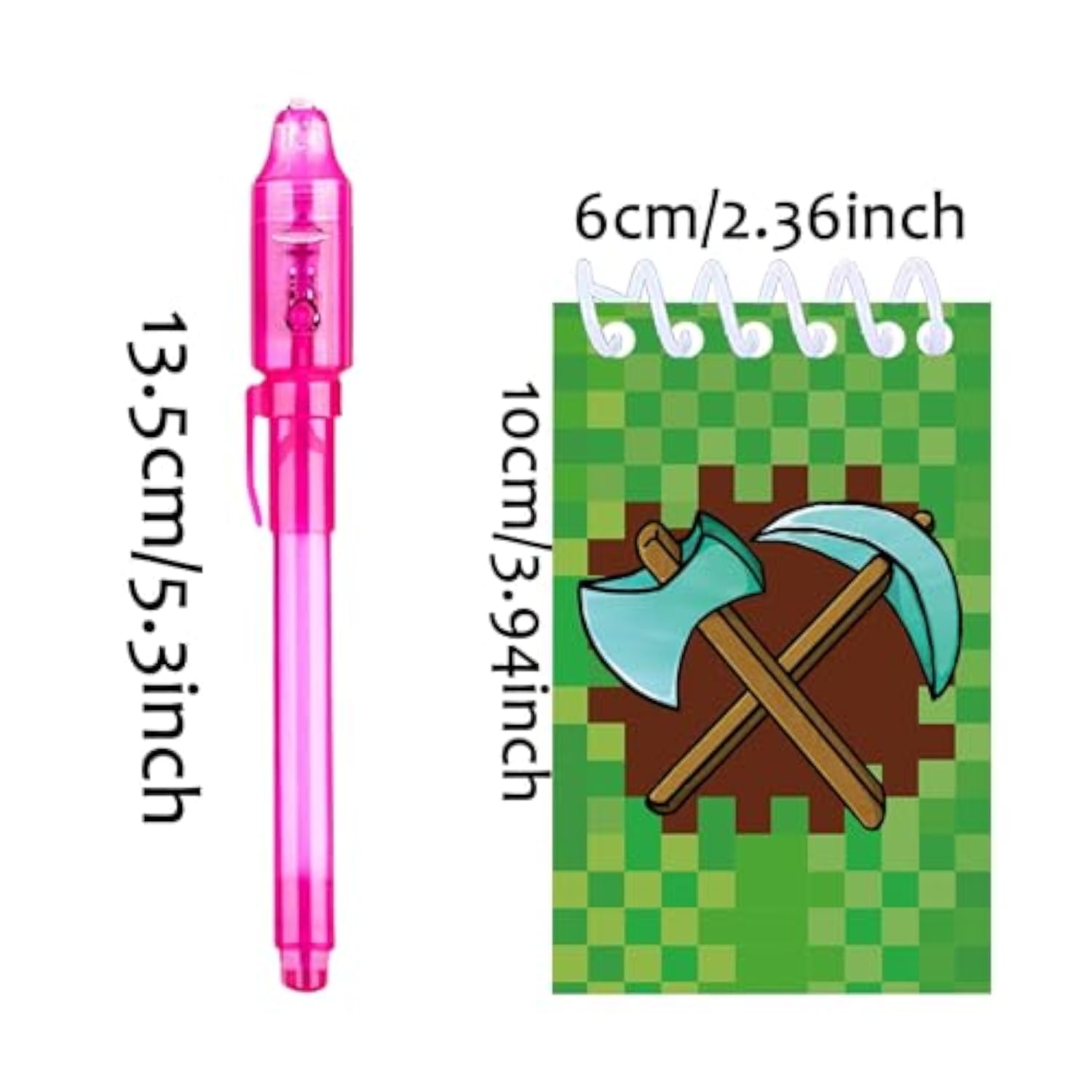 24 Pcs Pixel Theme Party Favors |12 Invisible Ink Pen And 12 Party Mini Pixel Theme Notepads| Pixel Theme Party Goodie Bag Stuffers, Classroom Prizes, Party Supplies