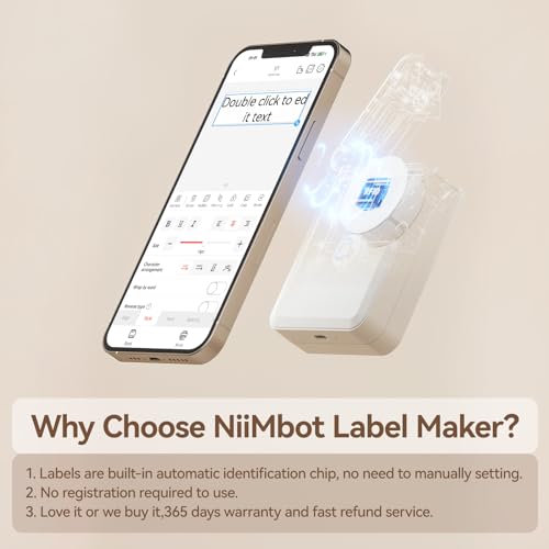 D110 Label Maker Machine With Label, Small Label Printer Bluetooth Connection Multiple Templates Available For Phone Easy To Use For Office Home Organization Rechargeable White
