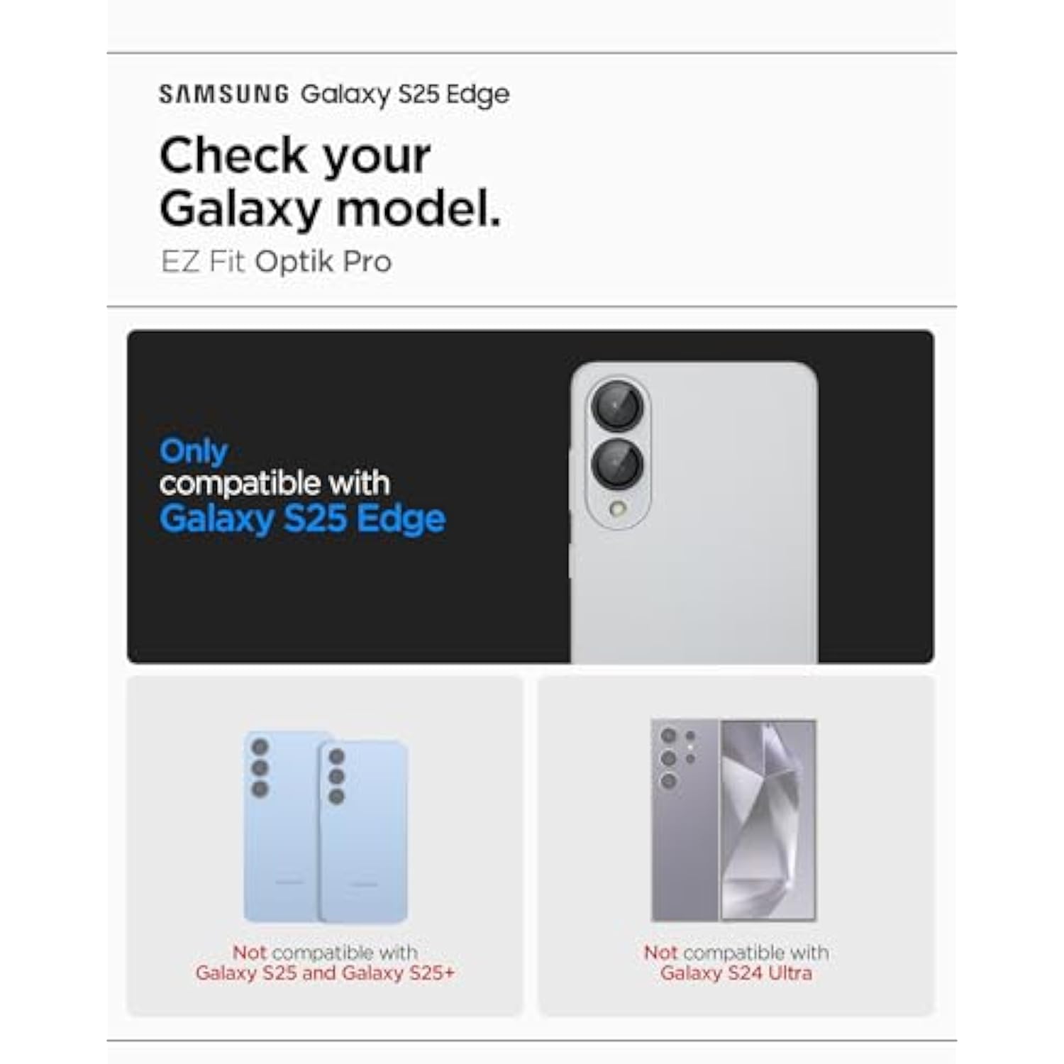 Spigen Camera Lens Screen Protector [GlasTR EZ Fit Optik Pro] Designed for Galaxy S25 Edge [Case Friendly] - 2 Pack