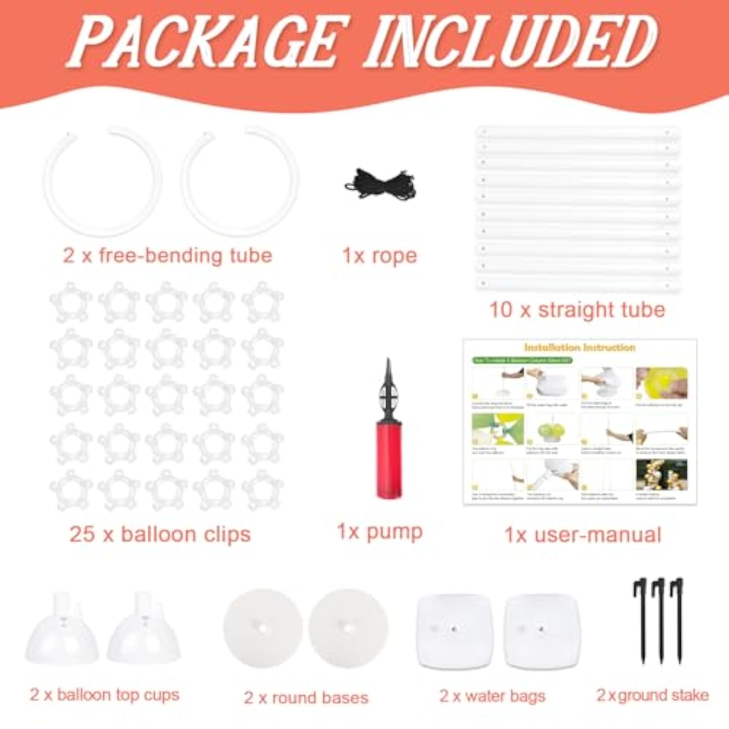 8.2Ft & 6Ft Balloon Arch Stand Kit, Black Half Arch Balloon Stand With Base For Floor, Free Bending Top Balloon Column Kit For Wedding Birthday Baby Shower Graduation Party Decorations